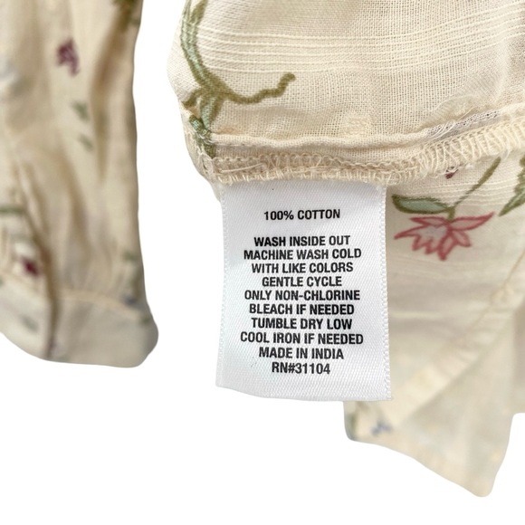 Wonderly Western Boho Floral Print Button Down Top New Cream Size Large - Picture 11 of 11